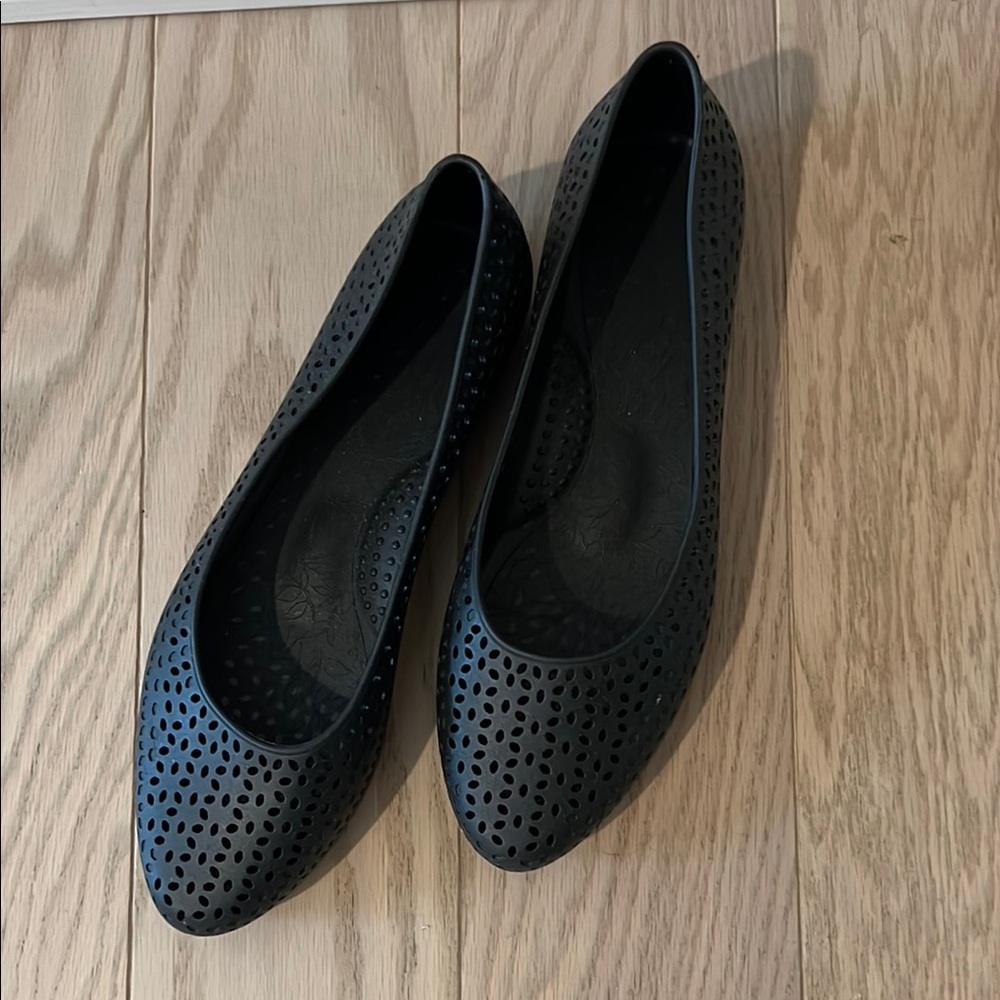 Okabashi Womens  Black Jelly Ballet Flats SZ 11